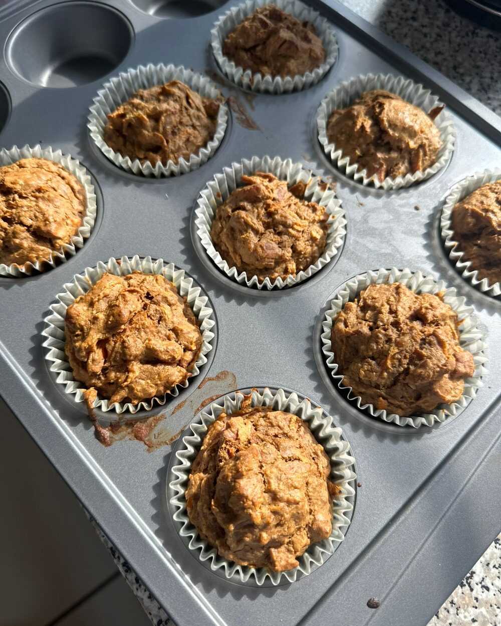 A tray of Verdant Life carrot cake muffins.